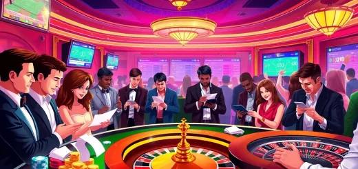Gambling enthusiasts engaging with kèo nhà cái in a vibrant casino atmosphere.