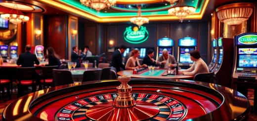 Engaging casino scene illustrating players enjoying the excitement of gambling at DR88, featuring roulette and poker tables.