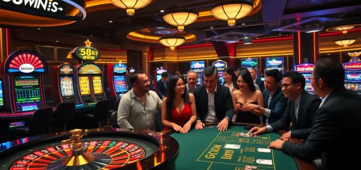 Players enjoy diverse games at 58WIN's vibrant casino, showcasing strategy and excitement in gaming.