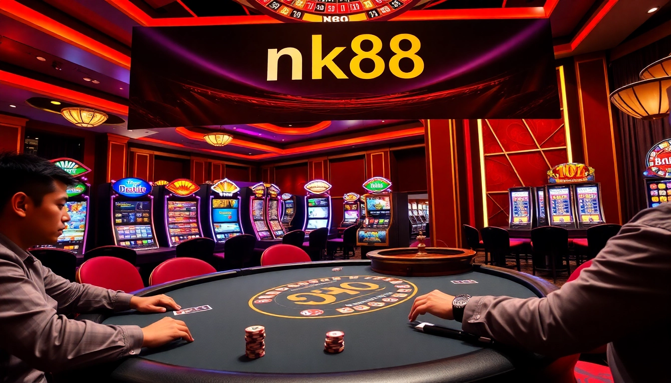 Experience the thrill of gambling at nk88 with vibrant casino elements and engaged players.