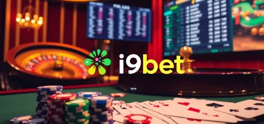 Experience thrilling games at i9bet with poker chips and roulette for an exhilarating casino atmosphere.
