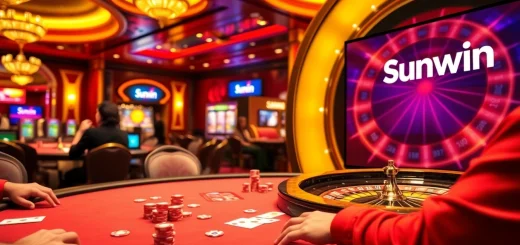 Engage in thrilling casino games with Sunwin’s vibrant poker table and roulette wheel.