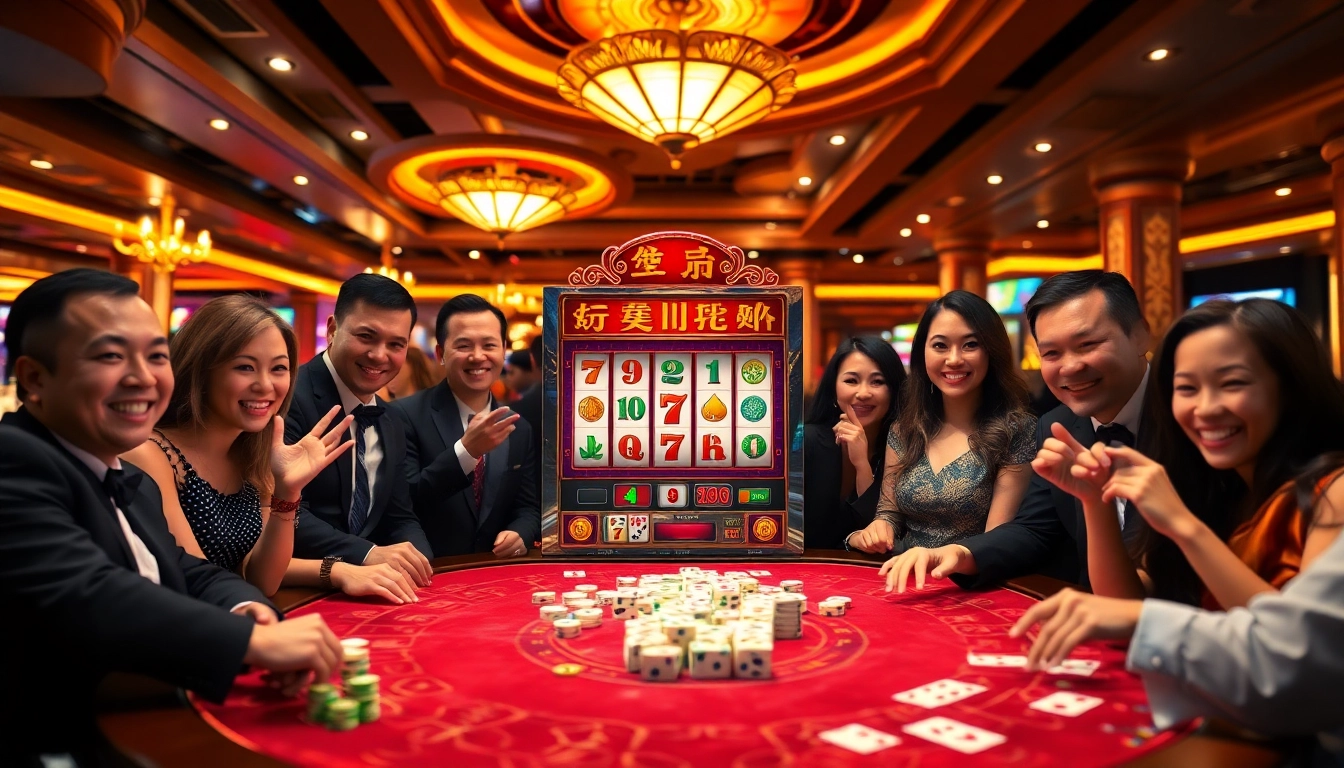 Menikmati aksi Slot Mahjong di kasino yang semarak, menampilkan kegembiraan dan potensi kemenangan.