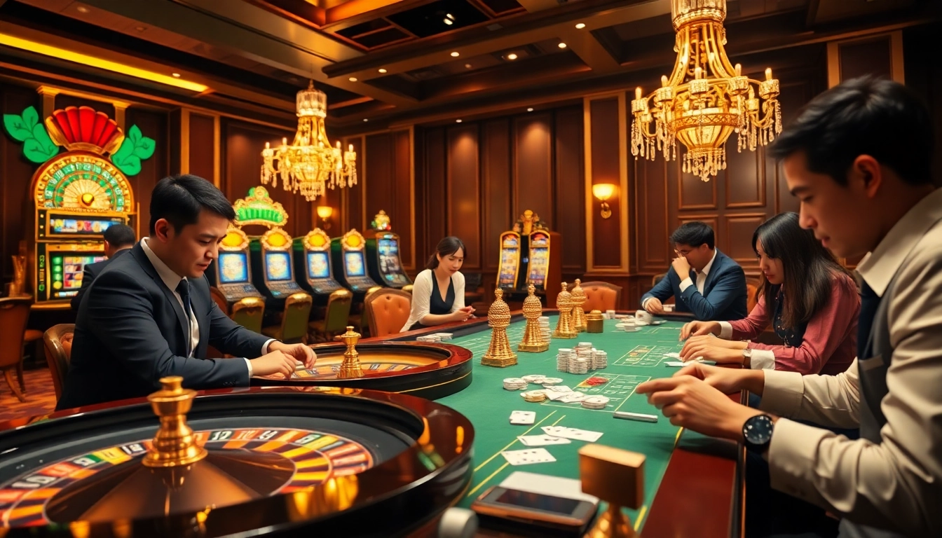 Engaging players at a vibrant casino showcasing lô đề uy tín and various betting activities.