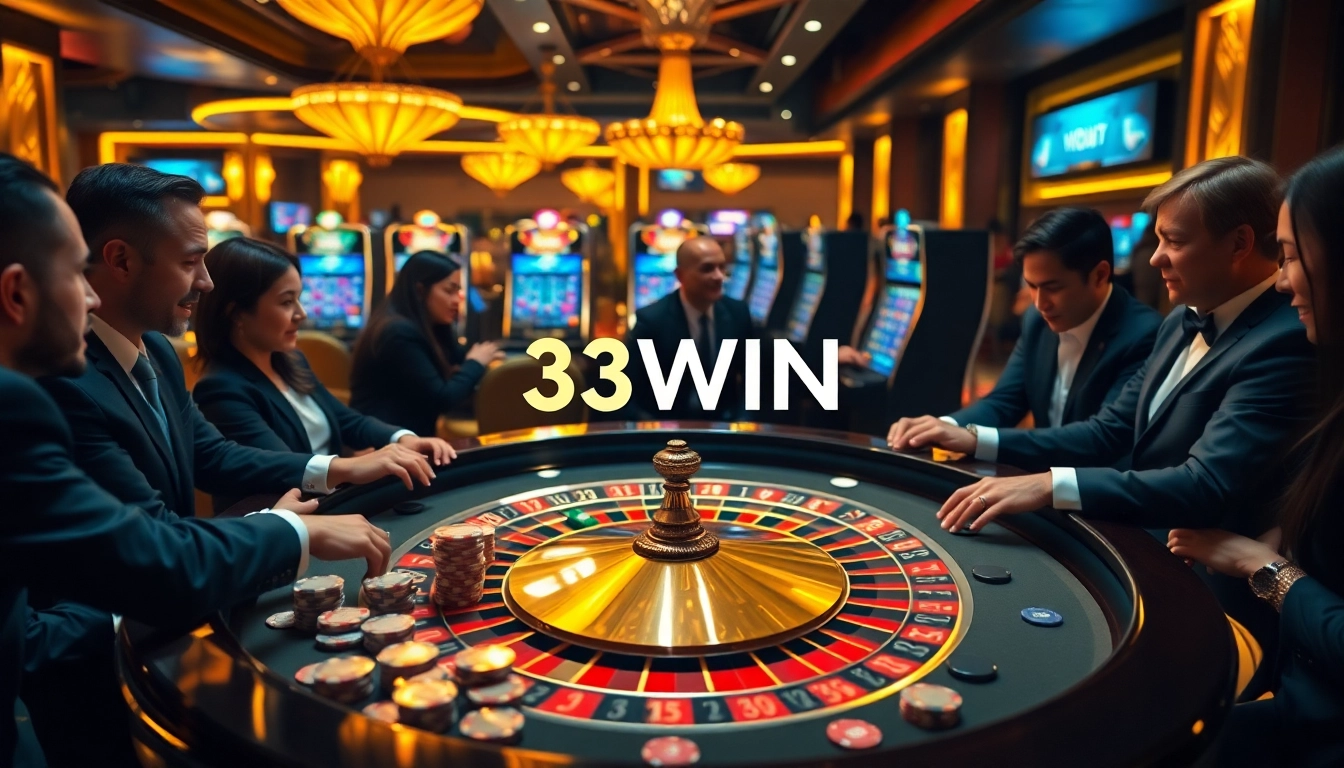 Players enjoying an exciting game at 33WIN's luxurious casino tables.