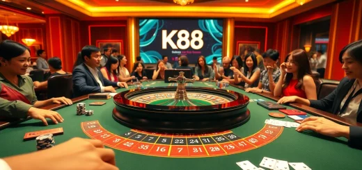 K88 roulette table with chips and cards, capturing the excitement of casino gaming.
