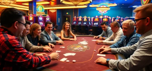 Experience the thrill of Bay 789 with players at a vibrant casino table, engaged in games.