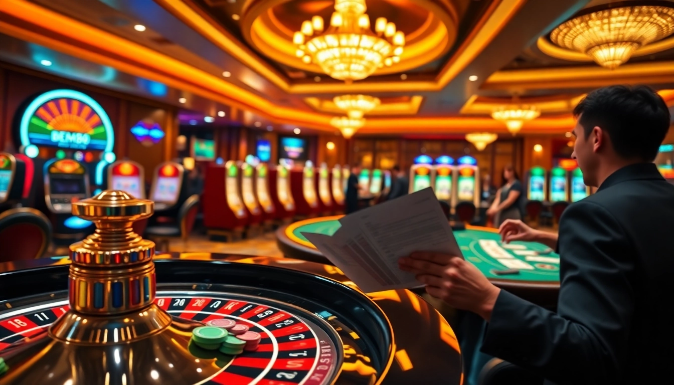 Engage in thrilling gameplay at BEM88 casino with poker chips and an elegant roulette.