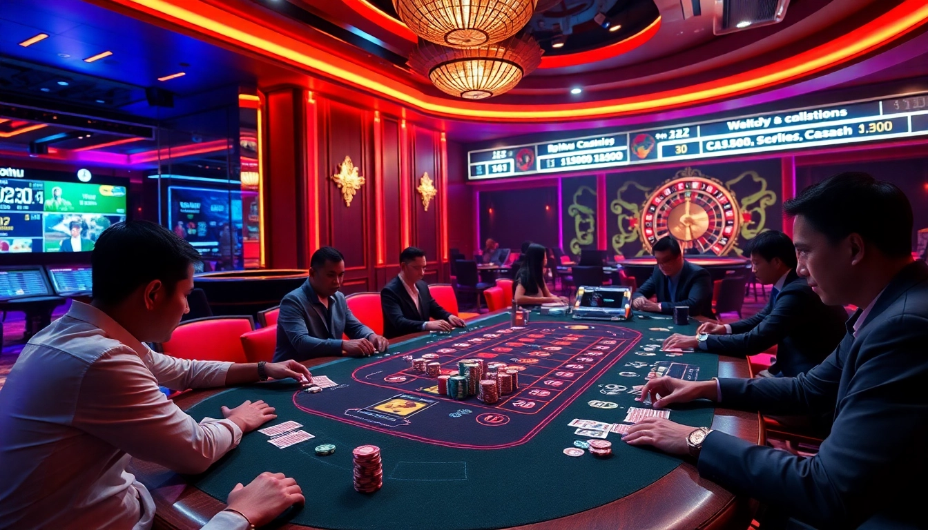 Nohu-themed poker table with vibrant colors and players enjoying high-stakes gambling.