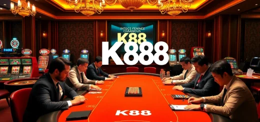 K88 casino players engaged in an exciting high-stakes game at a professional poker table.