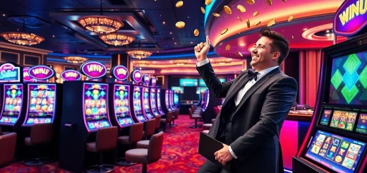 Experience slot gacor excitement with vibrant slot machines spinning and coins cascading in a luxurious casino scene.