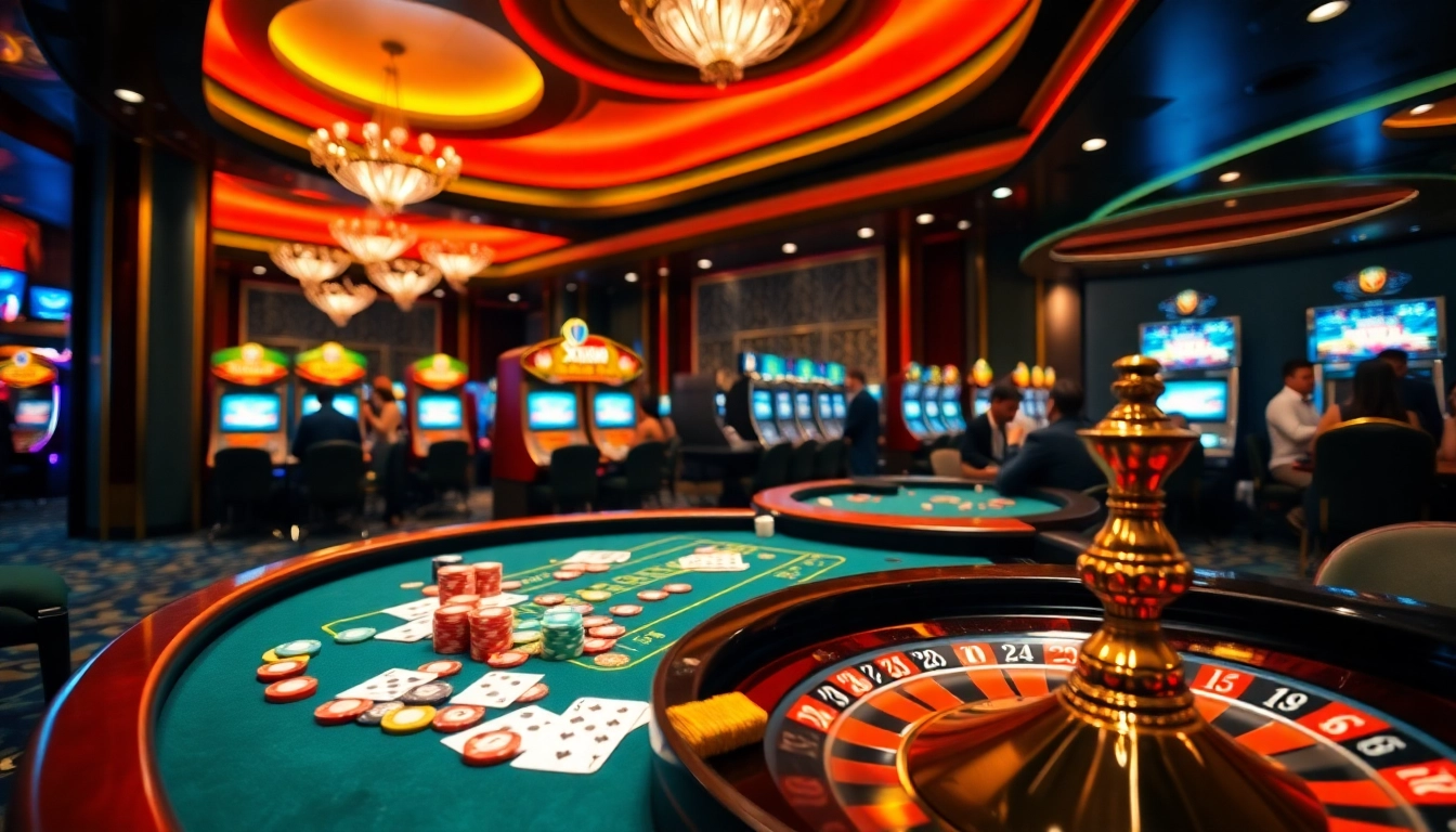 Players enjoy exciting table games at XX88 casino with colorful chips and cards.