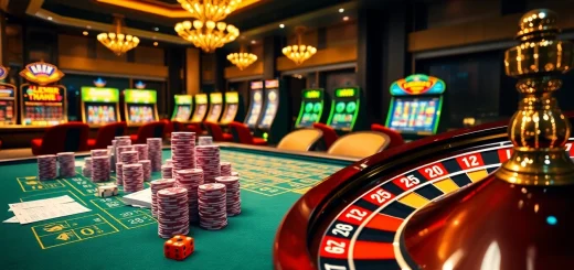 Engaging scene showcasing keo nha cai bets on a luxurious casino table with chips and roulette.