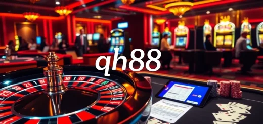 Experience the excitement of qh88 with a luxurious online casino atmosphere featuring poker chips and roulette.