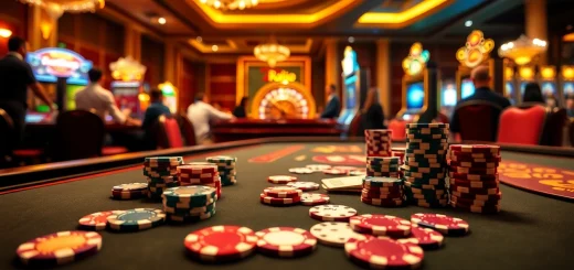 Experience the excitement of Raja Luck at a vibrant casino table with poker chips and cards.