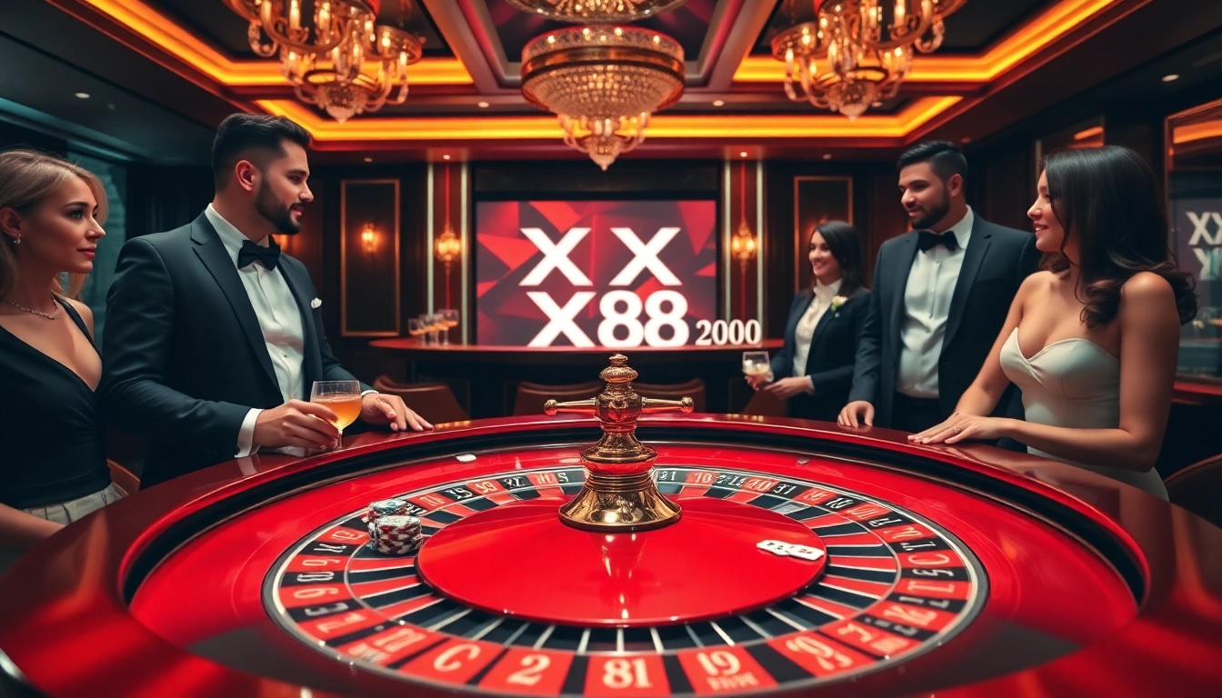 Players enjoy a thrilling game of roulette at XX 88's luxurious casino.