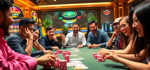 Excited players enjoying a lively game at 789Win casino with vibrant atmosphere.