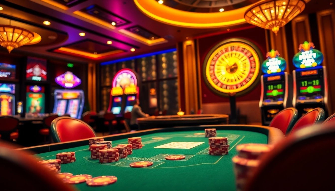 B52 Club offers exciting gameplay at a vibrant casino table featuring poker chips and cards.
