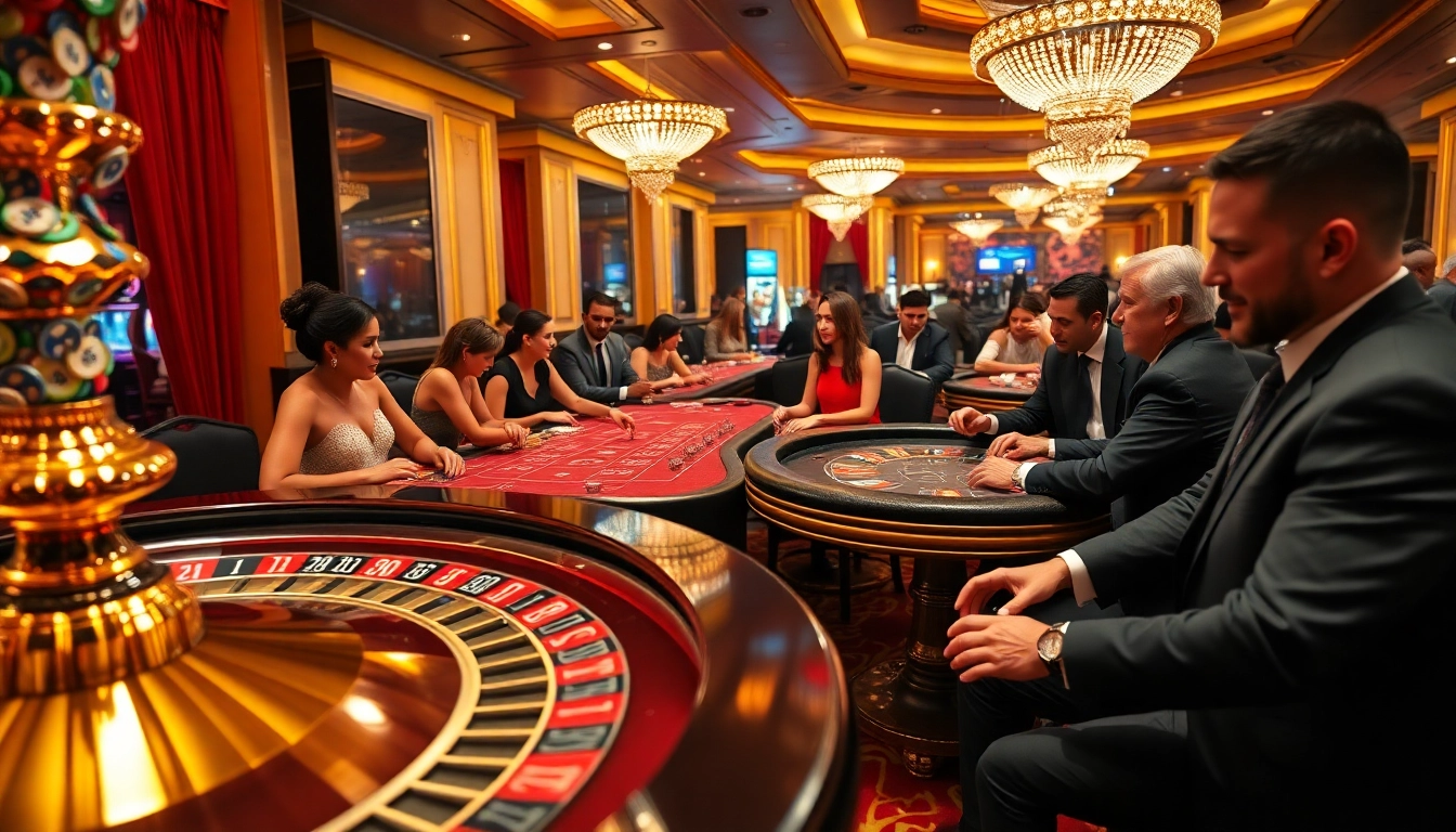 SODO CASINO players enjoying an exciting game of blackjack surrounded by vibrant casino decor.