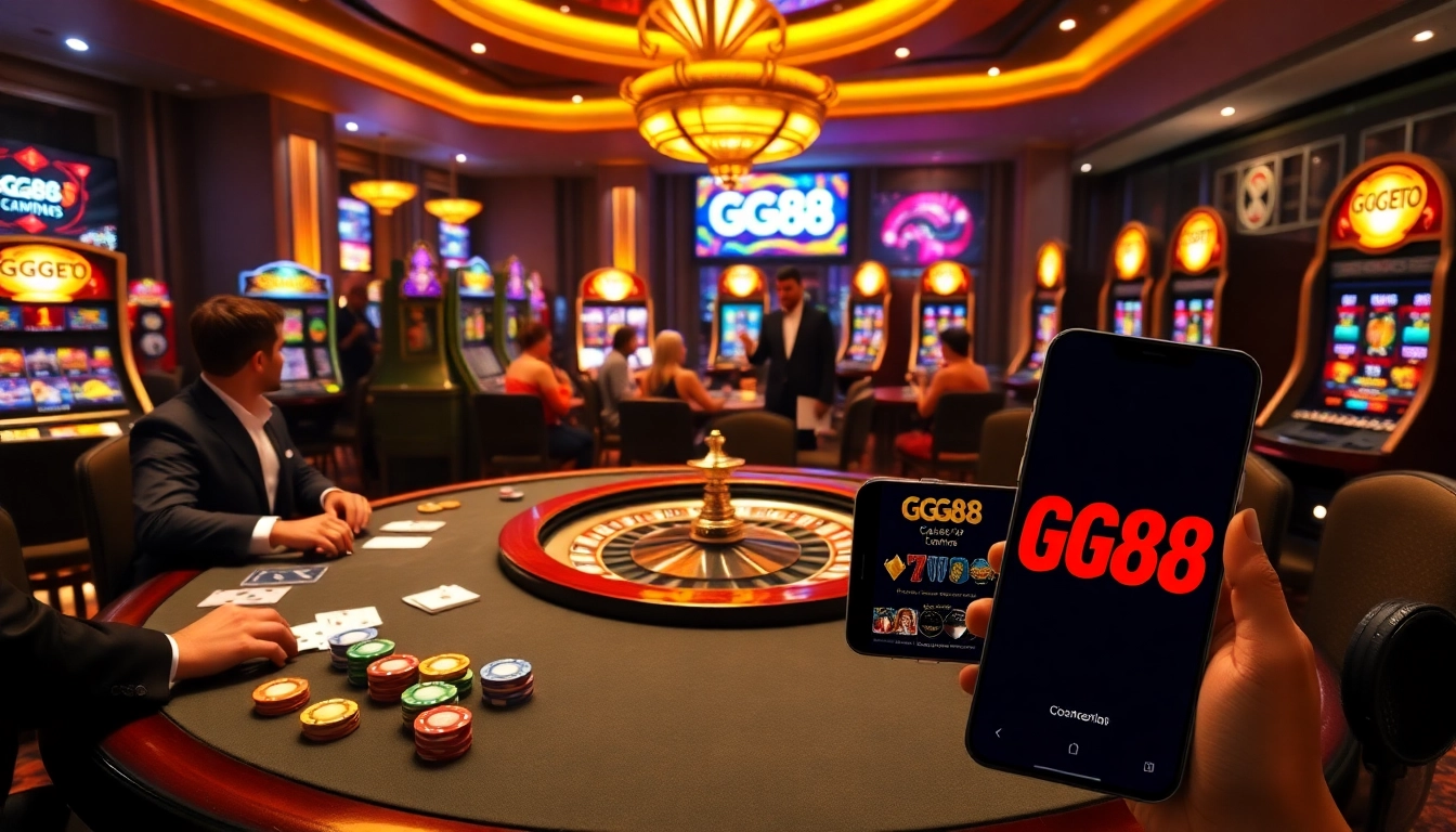 Experience the thrill of gambling with the GG88 media platform at a luxurious casino table.