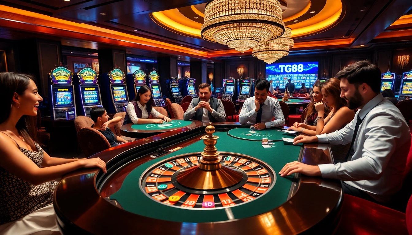 Experience thrilling gameplay at TG88 with vibrant poker chips and a luxurious casino atmosphere.
