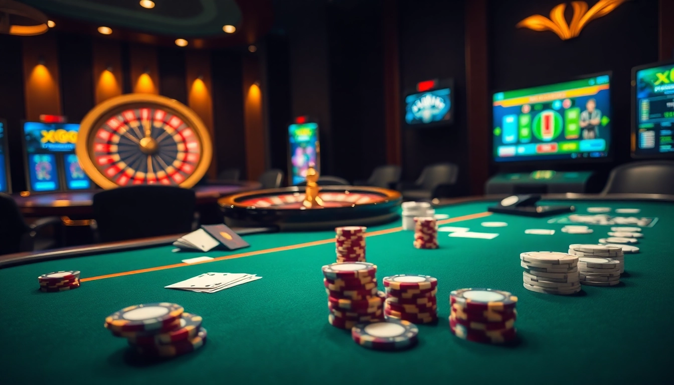 Experience the thrill of xx88 at a luxurious poker table with spinning roulette and high-value chips.