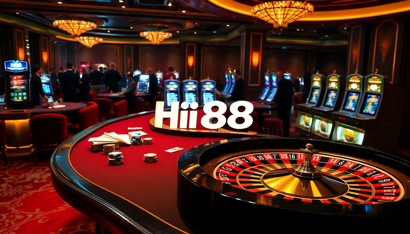 Experience thrilling bets and luxurious gameplay at Hi88 with poker tables and slot machines.