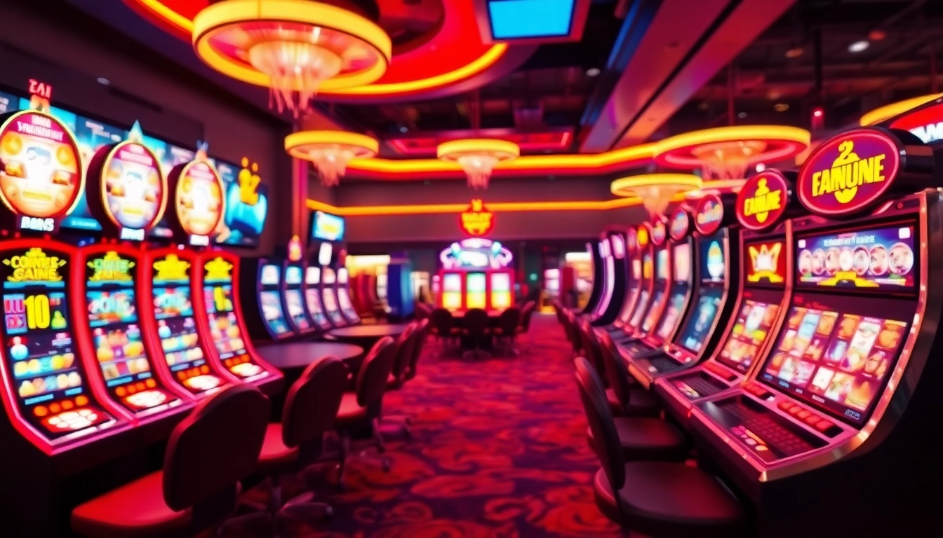Experience the excitement of an Online Casino with vibrant gaming scenes and dynamic atmosphere.