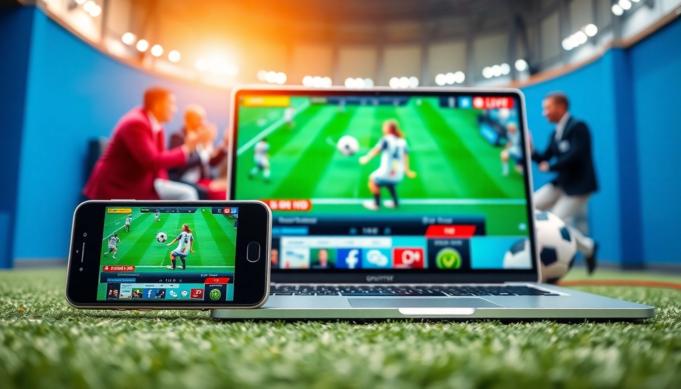 OKWINTV streaming live soccer, showcasing a sleek interface on devices.