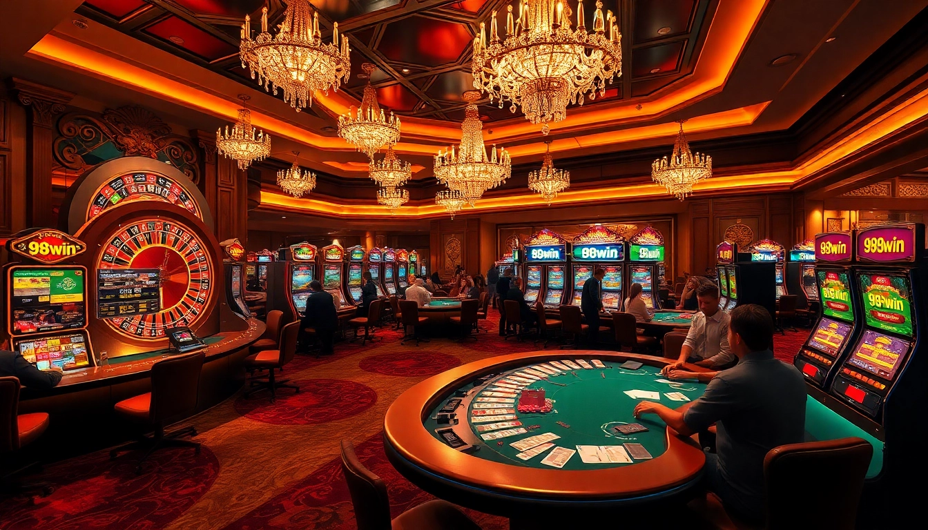 Experience thrilling gameplay at 98win with vibrant slot machines and an elegant casino atmosphere.