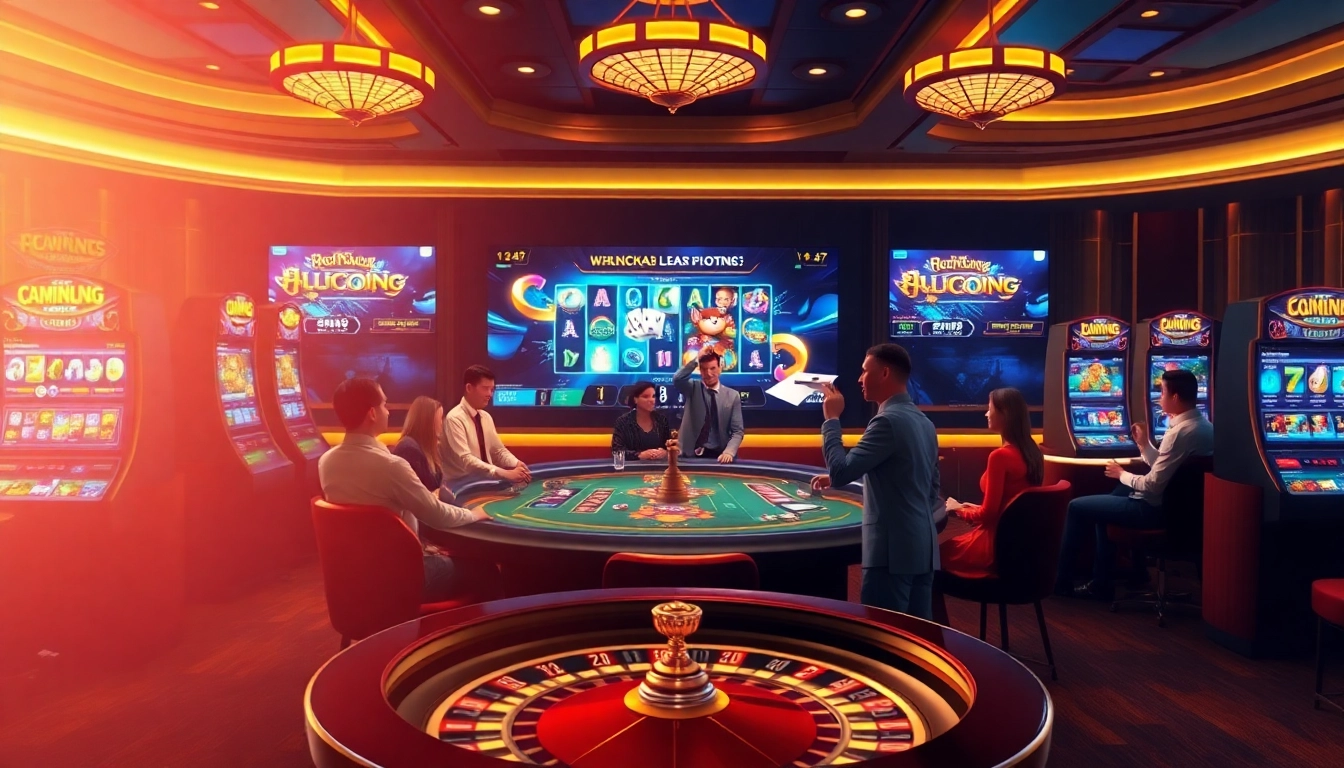 Exciting gameplay on 918Kaya PNG platform with vibrant slot machines and poker tables.