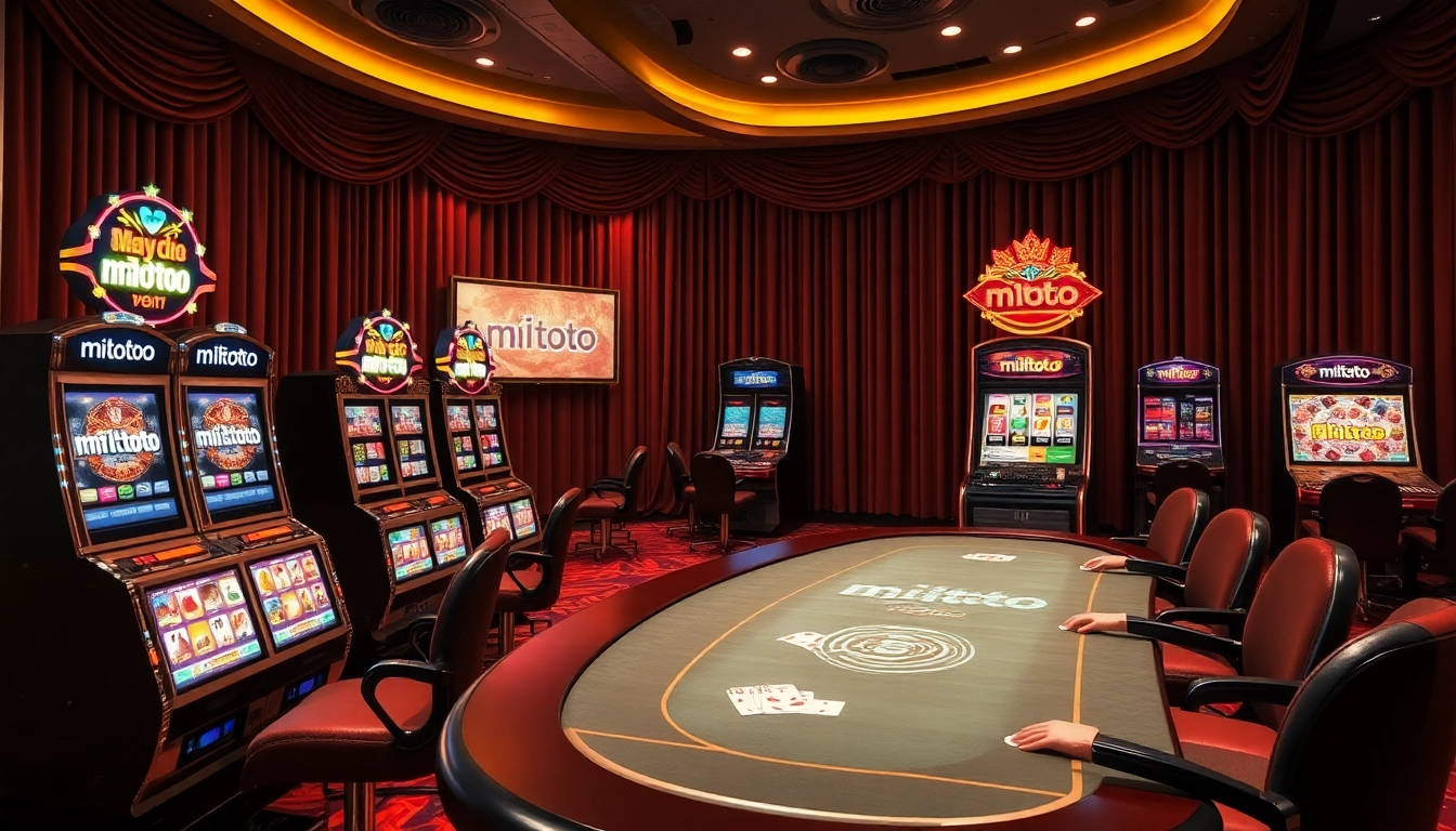 Sensasi mesin slot online M1TOTO dengan antarmuka digital dan elemen meja permainan yang penuh warna.