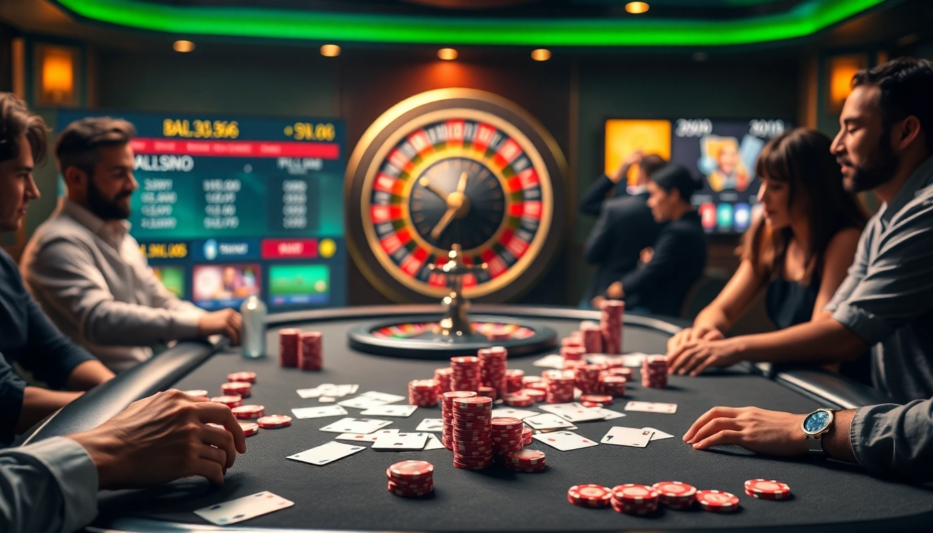 Exciting online gambling action at SV66 casino tables featuring vibrant poker chips and cards.
