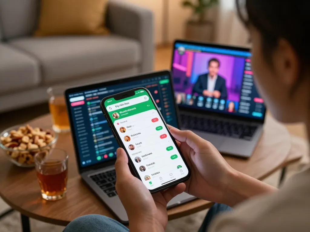 Tỷ lệ kèo nhà cái displayed on smartphone during an exciting online sports betting session at home