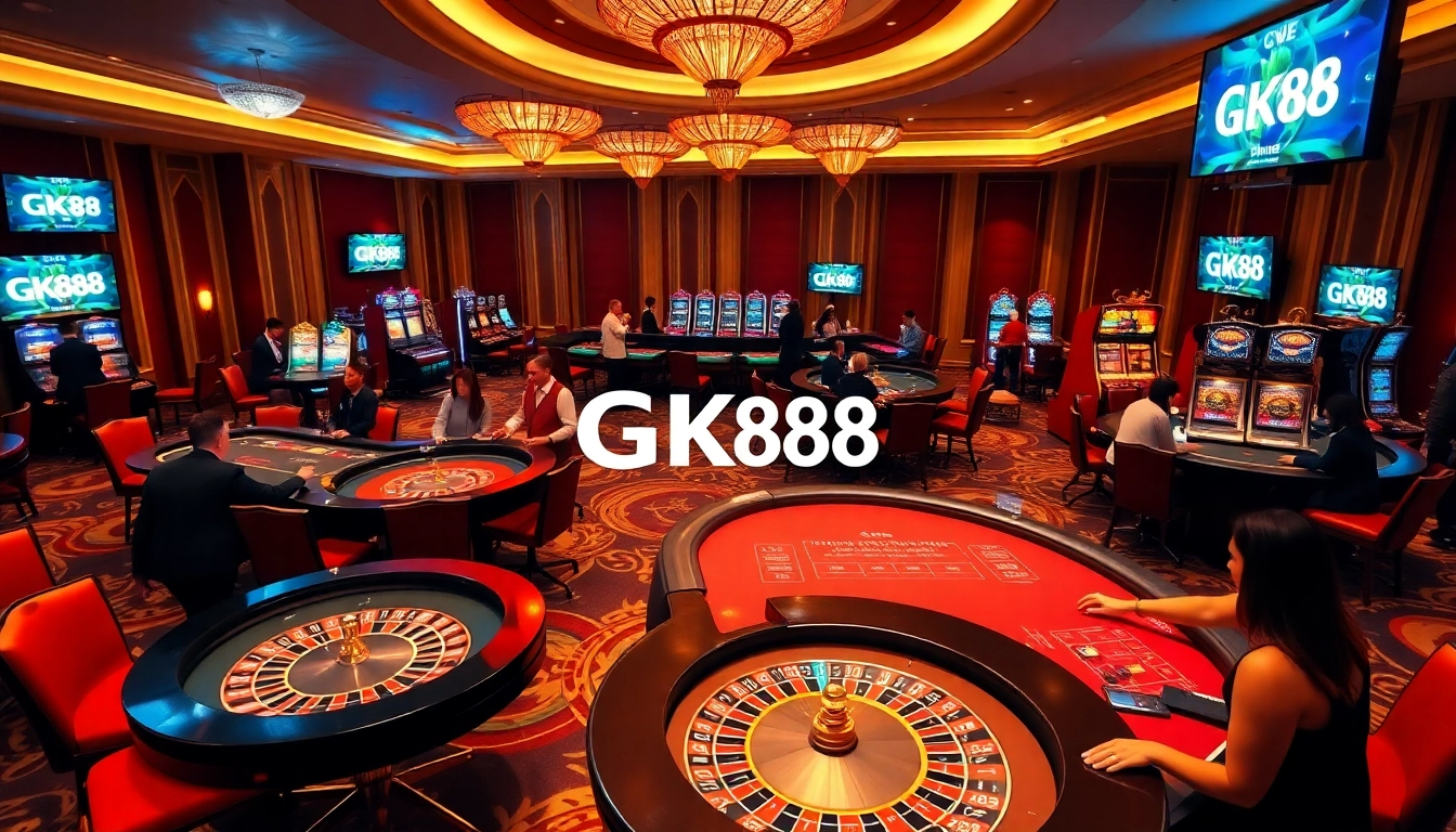 Experience high-stakes excitement at GK88.bond in a vibrant and luxurious casino setting.