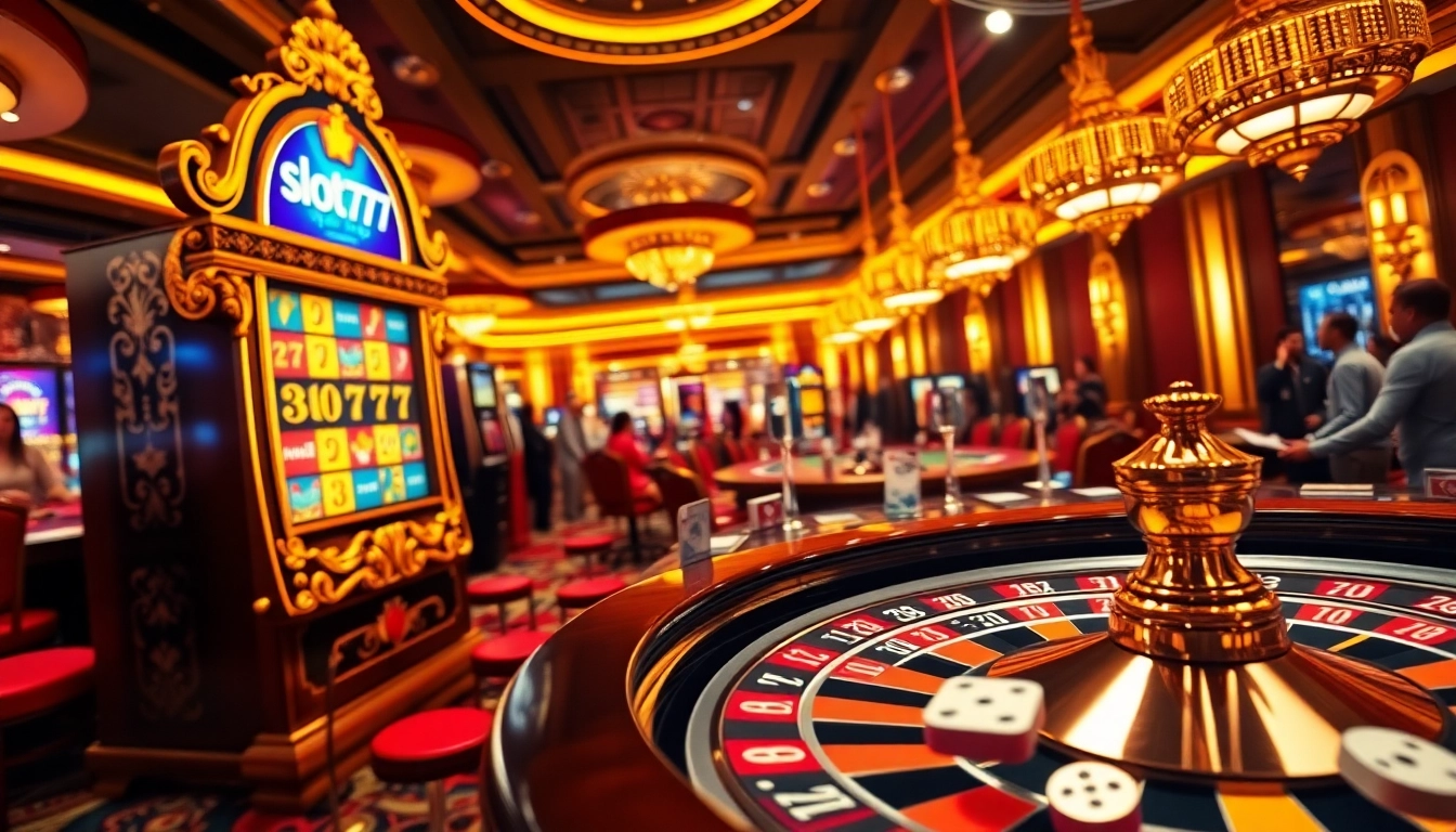 Experience the thrill of slot777 at a vibrant casino with exciting games and joyful players.
