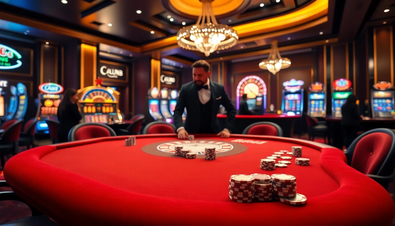 Experience the thrill of au88 with a vibrant casino scene featuring poker tables and spinning roulette wheels.
