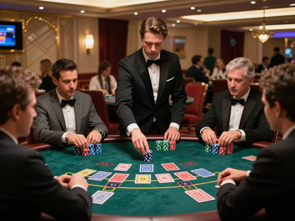 Players engaging in a high-stakes blackjack game at https://m88zo.com/, showcasing focused strategies and excitement.