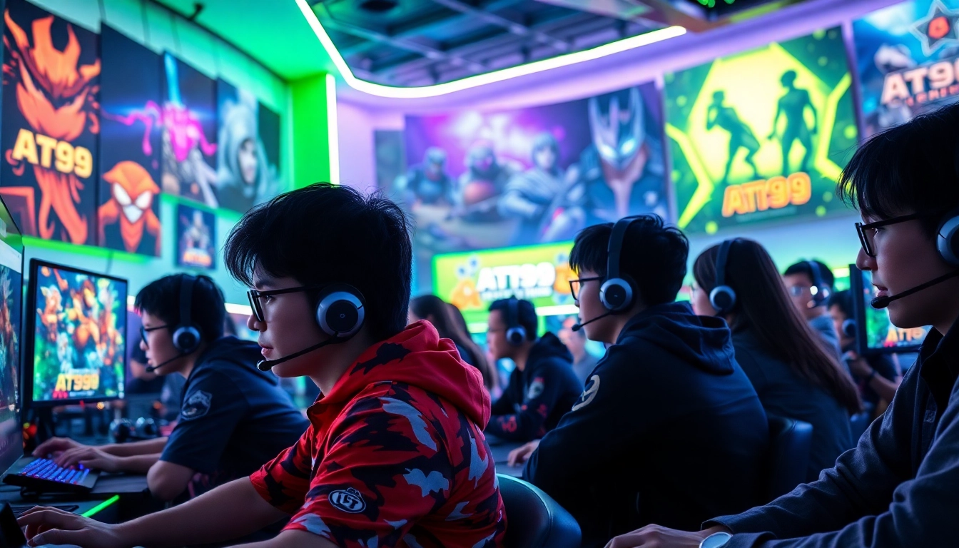 Players enjoying multiplayer action at AT99娛樂 featuring vibrant LED lights.