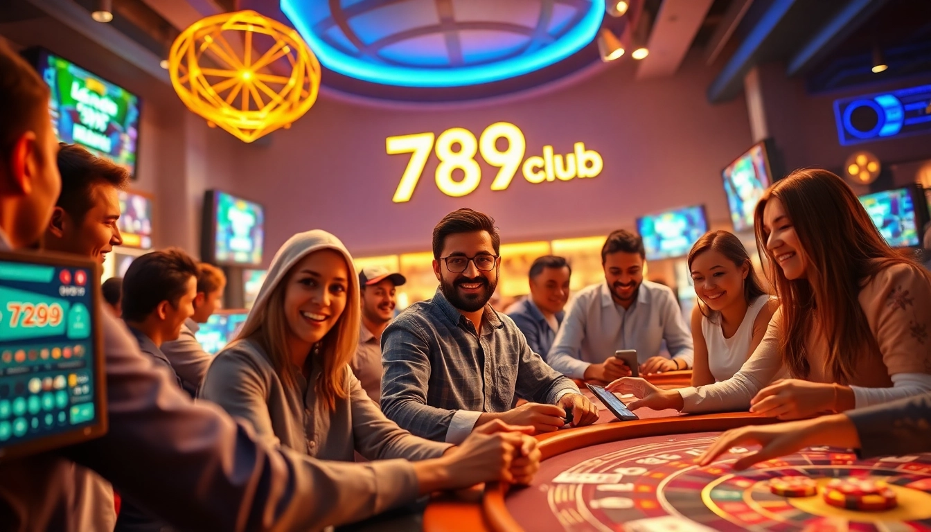 Online gaming scene at 789club featuring players engaged in slots and sports betting.