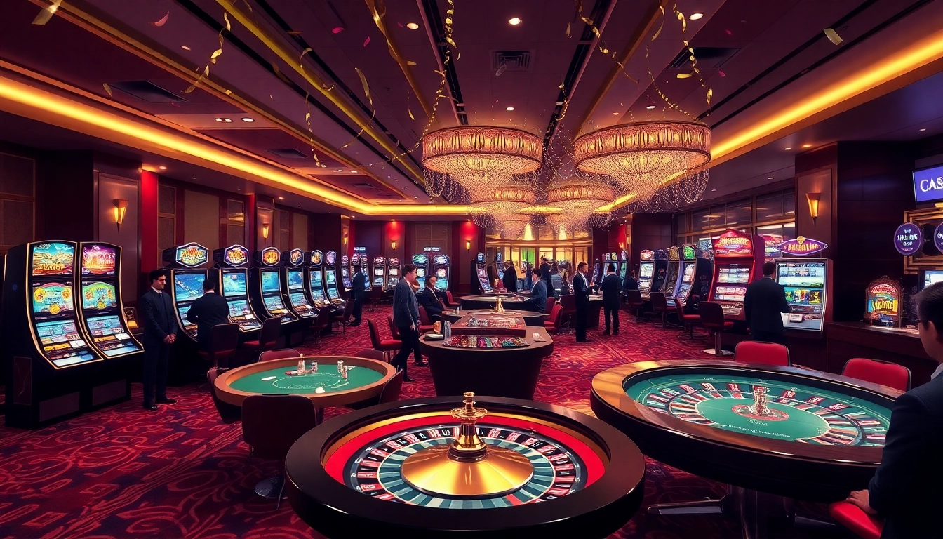 Experience the thrilling ambiance of NOHU casino, featuring slot machines, poker games, and roulette actions.