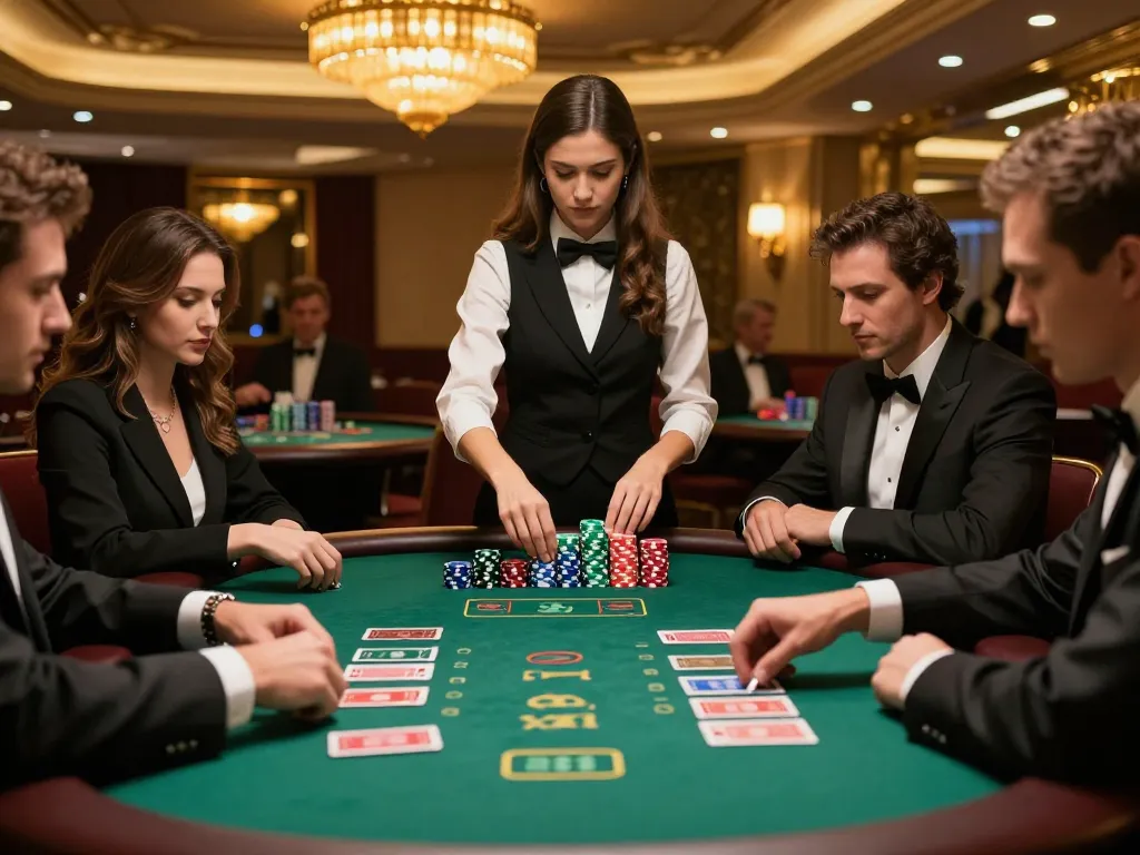 Players strategizing at taixiusunwin.art blackjack table under warm casino lights
