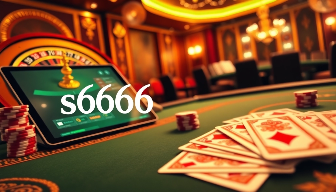 S666 casino table showcasing exciting gameplay with poker chips and roulette wheel.