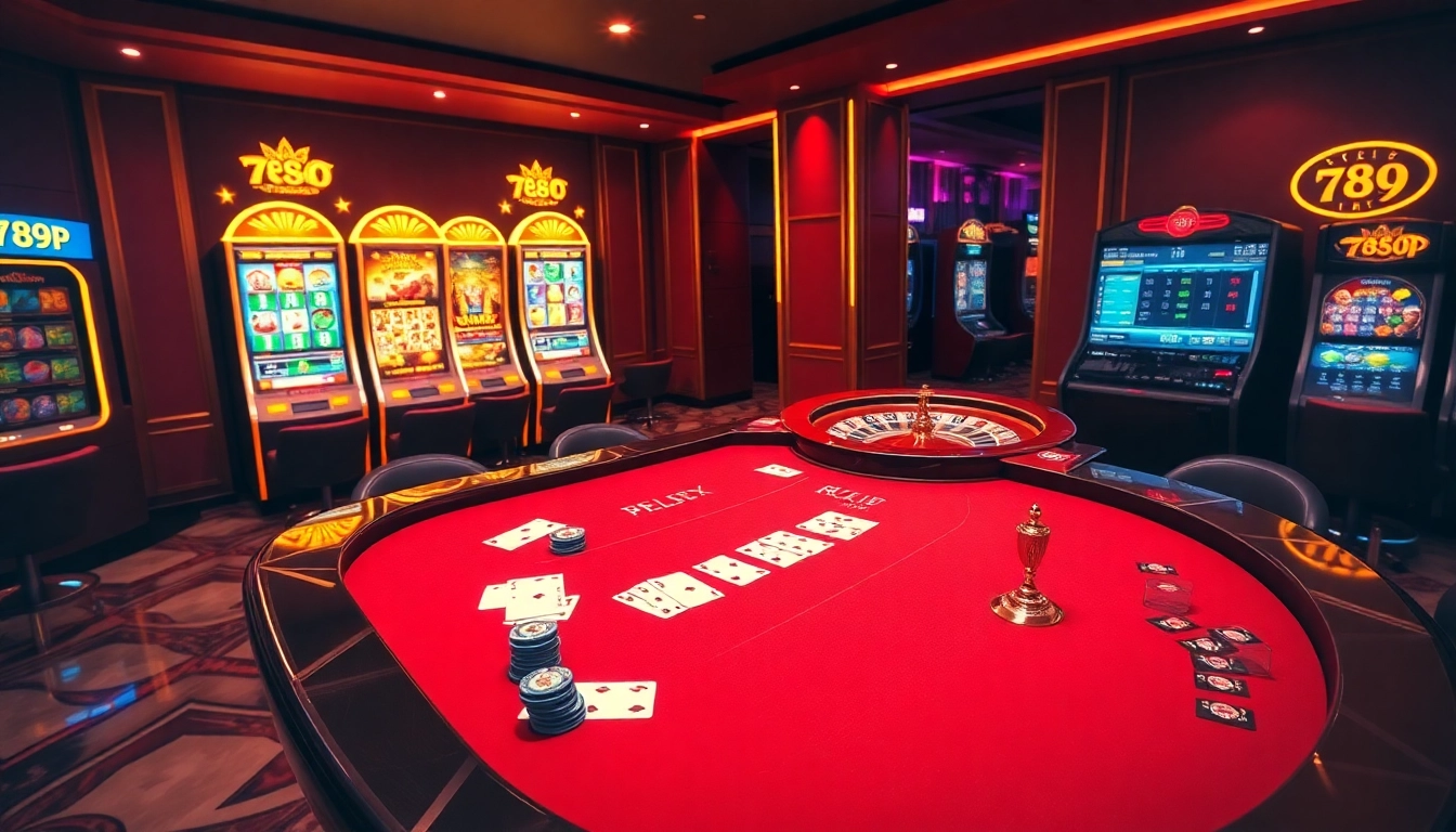 Exciting casino gaming experience at 789P with blackjack, chips, and roulette.