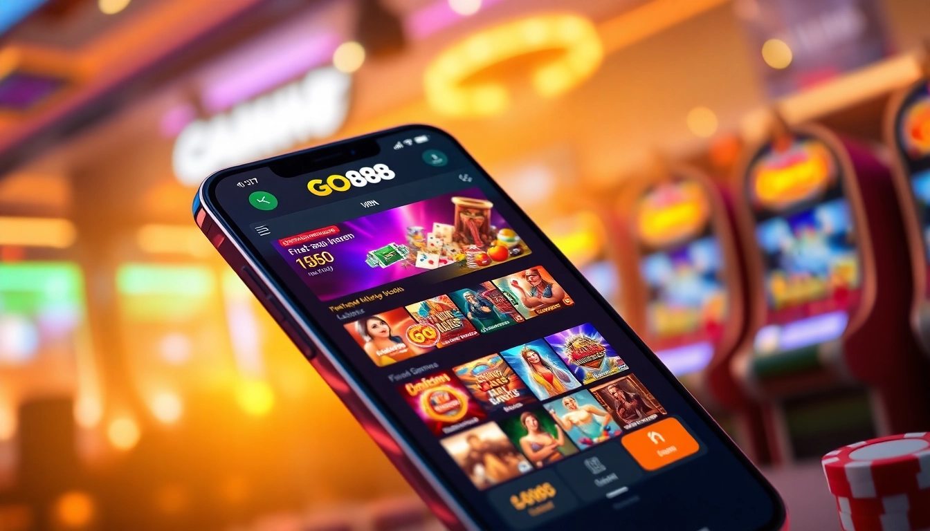 GO88 online gaming platform showcasing vibrant games and exciting bonuses on a smartphone