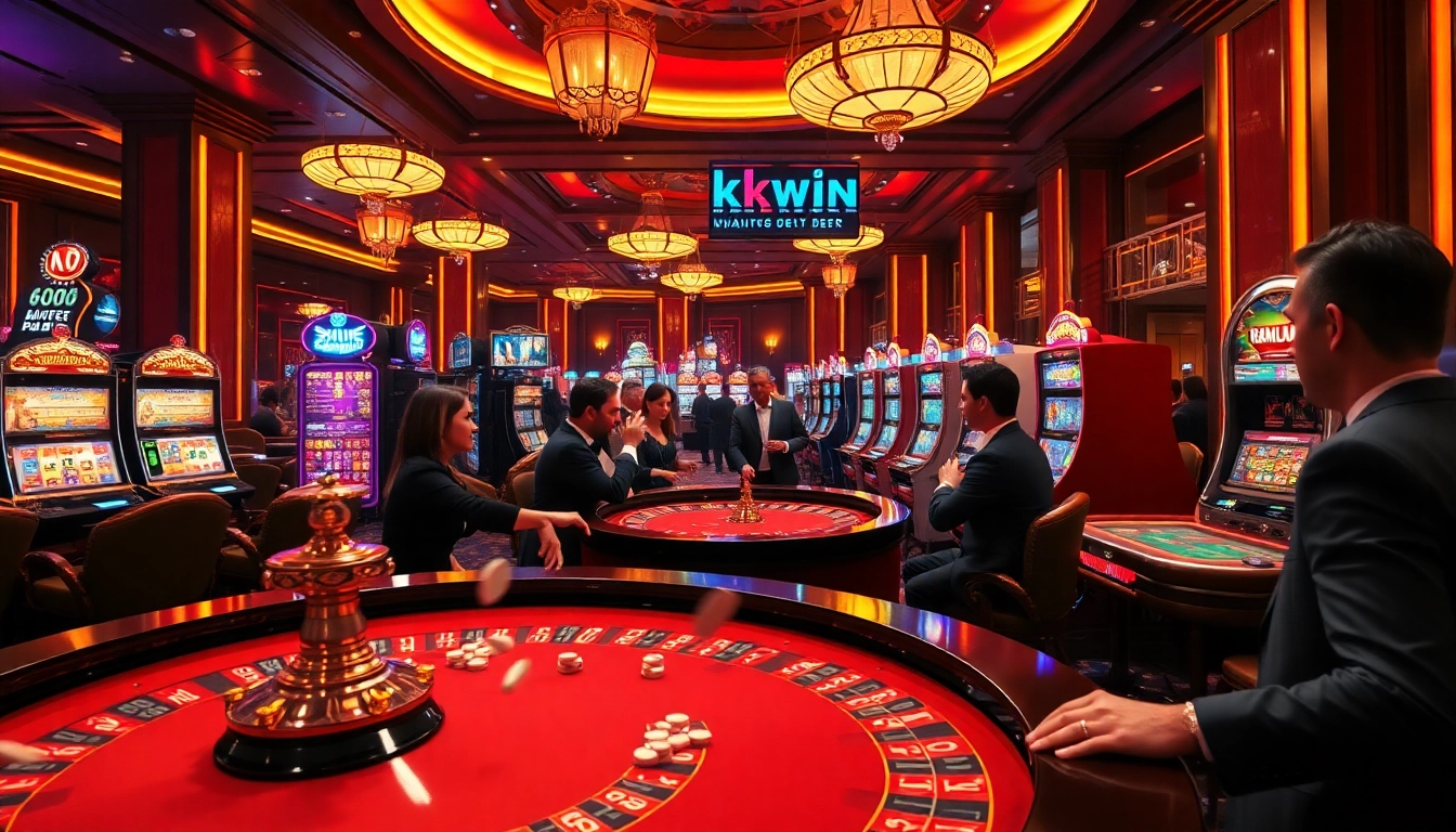 Experience the thrill of kkwin gaming with engaged players at an upscale casino.
