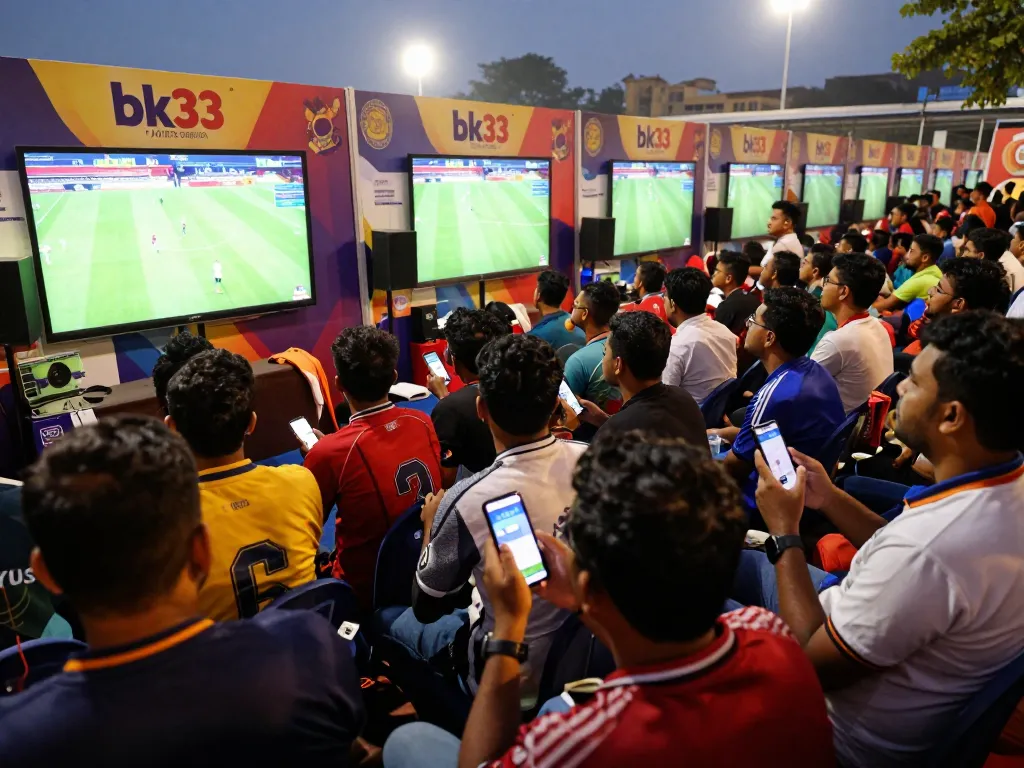 Fans placing bets on bk33 while enjoying an outdoor sports event, excitement fills the atmosphere.