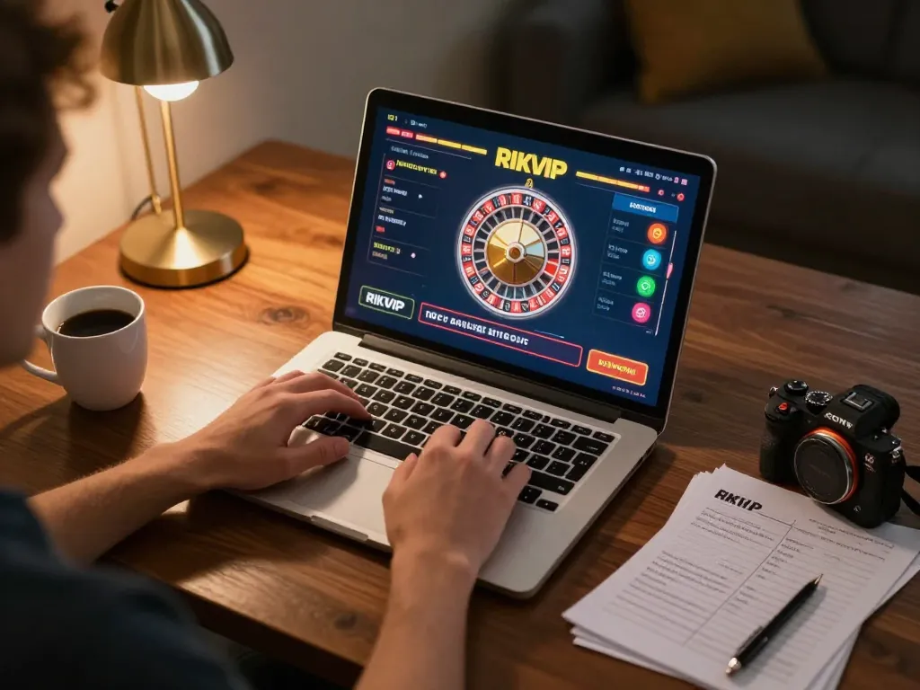Engaging in a RIKVIP online roulette game from home, showcasing strategic gameplay.