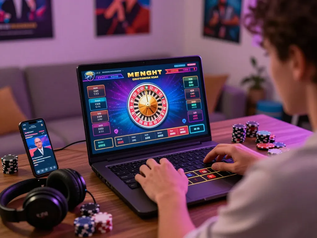 Interactive gambling session at trang chủ nk88 with vibrant graphics and engaging home setting.