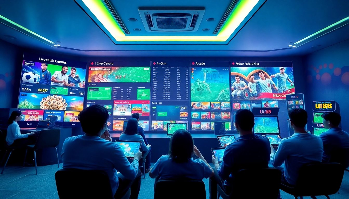 Experience the excitement of UU88 online betting with engaging visuals featuring diverse players and dynamic games.
